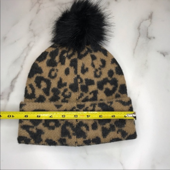 STEVE MADDEN Leopard Print Faux Fur Poof Beanie